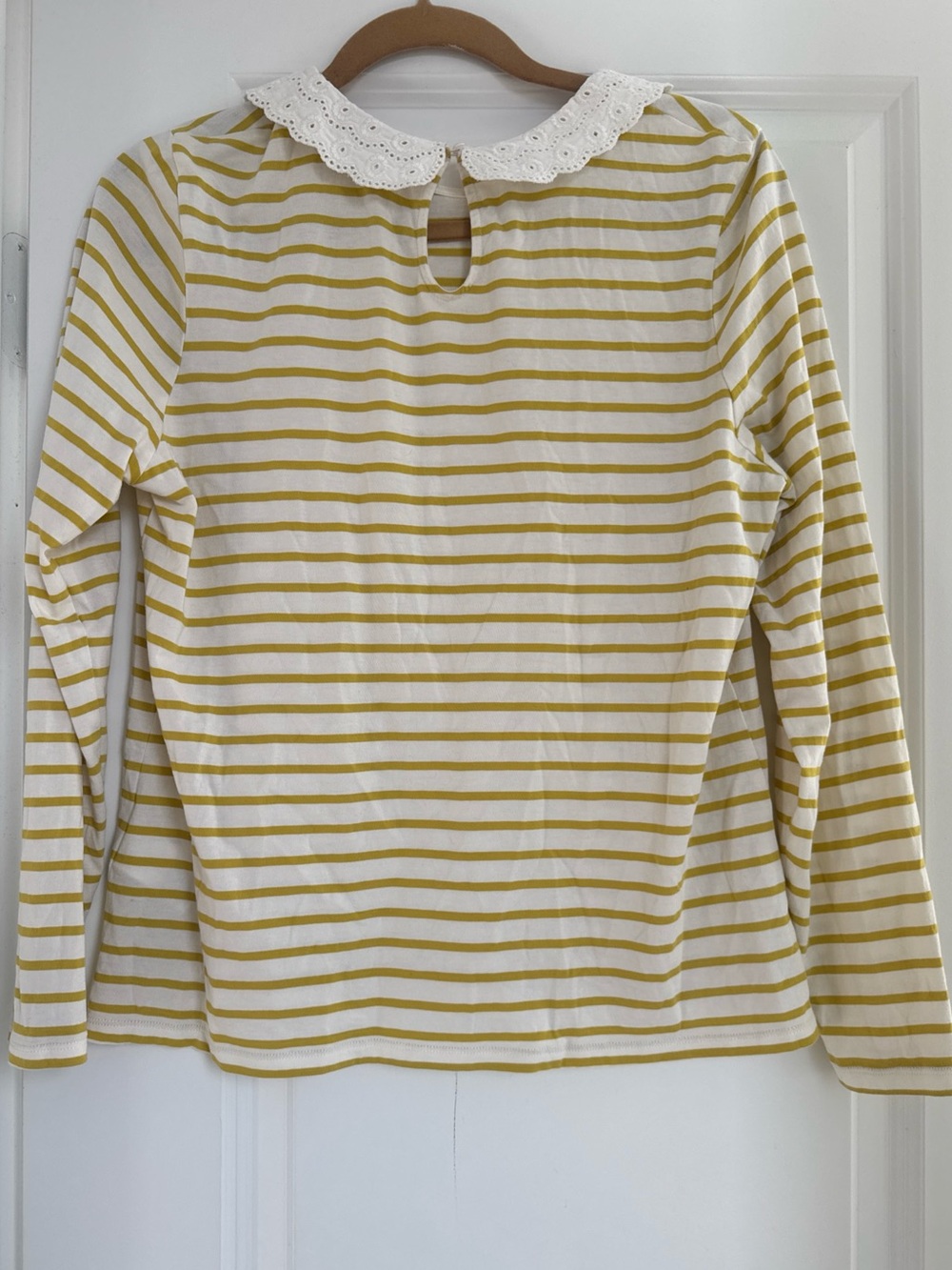 Boden Kathleen Yellow White Stripped Eyelet Peter Pan Collar Size 10 - Picture 5 of 7